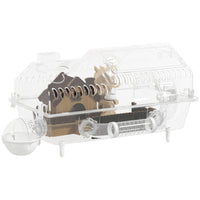 PawHut - Cage pour hamster avec vue entièrement transparente pour hamster nain-Profitez d'une vue dégagée avec cette cage pour hamster style villa équipée d'accessoires en bois naturel 
