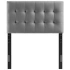 Modway - Lily Biscuit Touffé Performance Velvet Tête de lit jumelée, Gris-Rembourrage en mousse dense