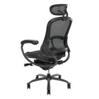TygerClaw – Fauteuil de bureau à dossier élevé aéré et appui-tête, 26 x 16,1 x 30,7 po, noir-Base 350 mm et roulettes 60R, en acier revêtu, gris poudre
