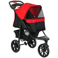 PawHut - Poussette pour chien pliable à 3 roues, transporteur de voyage pour petits chiens, rouge-Construction solide avec cadre en acier et tissu Oxford, rendant cette poussette robuste pour une utilisation durable 