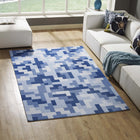 Modway - Andela Mosaïque de blocs imbriqués Tapis de 5 pi l x 8 pi L - Bleu clair et foncé multicolores-Tissage serré à poil bas