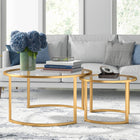 Hudson&Canal - Table basse ronde gigogne Mitera - Laiton-Caractéristiques assemblage facile