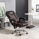Vinsetto - Fauteuil de massage inclinable pour bureau à hauteur réglable et repose-pieds - marron foncé-Faites une pause et étirez-vous avec un angle d’inclinaison de 135° et un repose-pieds 