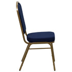 Flash Furniture – Chaise banquet empilable Hercules, dossier couronne, tissu bleu marine à motifs, châssis doré, 4/pqt-Dossier et siège rembourrés