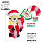 GEMMY - Décoration gonflable de Noël Stuart avec canne à sucre - 142 x 150 cm-Pour usage intérieur et extérieur