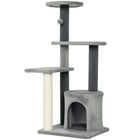PawHut - Arbre à chat pour adultes à plusieurs niveaux, grande tour à chat grise 41 po H-Arbre à chat à plusieurs niveaux avec plateformes, perchoir supérieur et maison confortable, répondant aux instincts de grimpe de votre chat 
