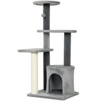 PawHut - Arbre à chat pour adultes à plusieurs niveaux, grande tour à chat grise 41 po H-Arbre à chat à plusieurs niveaux avec plateformes, perchoir supérieur et maison confortable, répondant aux instincts de grimpe de votre chat 

