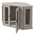 PawHut - Meuble cage pour chien - design d’angle 41 po avec coussin pour chiens-Couleurs : marron noyer, blanc, crème 