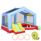 Qaba - Château gonflable pour enfants, avec toboggan, piscine à balles et jeu de lancer d’anneaux-Combine un château gonflable, un toboggan, une piscine à balles et un jeu d’anneaux pour un plaisir sans fin  
