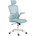 HOMCOM - Chaise de bureau ergonomique avec repose-tête - vert clair-Maille respirante empêchant la sensation d'étouffement, assurant un confort frais toute la journée 