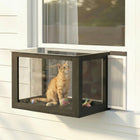 PawHut - Enclos extérieur pour chat ajustable 24 po - noir-Les ailes d'installation s'ajustent de 25,6 po à 41,3 po, s'adaptant à diverses fenêtres 