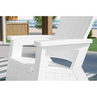 Suncast - Chaise Adirondack avec rangement - Blanc-Texture moderne effet grain de bois.