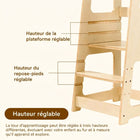 MotionGrey - Tour d’apprentissage Blessy pour tout-petits - Tour d’observation réglable pour cuisine avec barre de sécurité - Bois-Conception sécurisée avec rampes solides, structure anti-basculement et bords arrondis pour une sécurité maximale