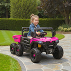 Qaba - Camion électrique 24V 4WD pour enfants avec 6 roues, 2 places et benne basculante - rose-UTV à six roues avec suspension, conquiert l’herbe et la terre pour des aventures tout-terrain palpitantes 