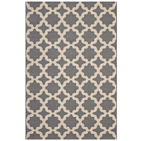 Modway - Cerelia Treillis marocains intérieurs et extérieurs Tapis 4 pi l x 6 pi L - Gris et beige-Tapis à treillis marocain