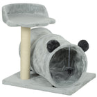 PawHut - Arbre à chat petit, tour avec tunnel, poteau à griffer, lit - gris-Centre d’activités pour divertir et détendre 