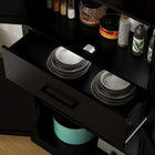 HOMCOM - Armoire de cuisine haute 72 po avec portes de grange - noir-La surface revêtue de mélamine résiste aux rayures et facilite le nettoyage 