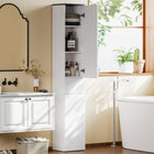 HOMCOM armoire de rangement de salle de bain mince 71 po avec tiroir - blanc-Fabriquée en MDF massif 