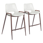 Zuo - Desi Tabouret de comptoir - Blanc/Noyer - Ensemble de 2-Support d’accoudoirs