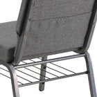 Flash Furniture – Chaise d’église Hercules 21 po larg, siège 3,75 po épais, compartiment pour livre, gris, structure argentée-Siège épais de 4 po avec une bordure de cascade de 5 po