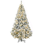 HOMCOM - Arbre de Noël artificiel floqué de neige de 6 pieds avec lumières-D'une hauteur de 6 pieds, il est recouvert de larges feuilles qui lui confèrent un aspect sain et naturel 