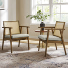 Modway - Thera Cuir et canne véganes Fauteuils d’accent - Pierre de chêne altérée - Ensemble de 2-Dossier en canne de rotin