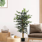 HOMCOM - Arbre artificiel ficus 4,3 pi pour décoration intérieure - vert-Convient pour la maison, le bureau ou l'extérieur, apporte une touche naturelle à tout espace 