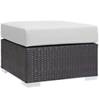 Modway - Convene Terrasse extérieure Tissu Carré ottoman in Espresso Blanc-Tissage en rotin synthétique