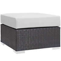 Modway - Convene Terrasse extérieure Tissu Carré ottoman in Espresso Blanc-Tissage en rotin synthétique