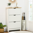 HOMCOM - Meuble à chaussures étroit avec 3 tiroirs basculants et étagère réglable pour entrée - blanc-Design compact, adapté aux petites entrées, couloirs ou tout espace étroit 