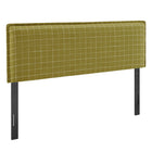 Modway - Camille Mélange de lin rembourré Tête de lit King Size - Vérification de la vitre de l’artichaut-Mélange de lin tissé avec motif à carreaux