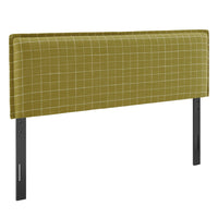 Modway - Camille Mélange de lin rembourré Tête de lit King Size - Vérification de la vitre de l’artichaut-Mélange de lin tissé avec motif à carreaux