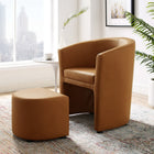 Modway - Divulge Fauteuil et ottoman - Tan-Cuir synthétique rembourré en mousse