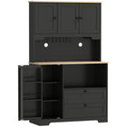 HOMCOM - Armoire de cuisine 64 po avec 3 compartiments et 2 tiroirs - noir-Comprend trois armoires, deux tiroirs, trois porte-rangements de porte et une étagère ouverte pour garder votre cuisine bien rangée 