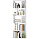 HOMCOM - Étagère géométrique à 5 niveaux pour bureau à domicile - blanc-Construction solide en panneau de particules pour une utilisation à long terme 