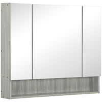 Kleankin - Armoire à pharmacie de salle de bain murale avec miroir - gris-À utiliser comme armoire de toilette, de beauté ou à médicaments dans votre salle de bain 