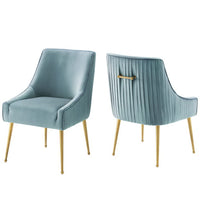 Modway - Discern Dos plissé Velours Performance Rembourré Chaise à manger Ensemble de 2 - Bleu clair-Ensemble de 2 chaises pour salle à manger ou d’accent