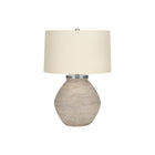 Monarch Specialties - Luminaire - 25 po H Lampe De Table - Béton Crème - Abat-Jour Beige - Contemporain-Ajoutez une touche de chaleur et de luminosité à votre intérieur avec cette élégante lampe de table contemporaine de 25 pouces de haut avec une base en forme de jarre avec une texture de béton crème aux fines stries, surmontée d'un abat-jour tambour en lin beige et d'un embout rond argenté