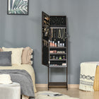 HOMCOM - Armoire à bijoux miroir - 18,4 po L x 14,4 po l x 59,6 po H - marron-Peut être verrouillé pour plus de sécurité lorsque vous n’êtes pas là, livré avec deux clés 