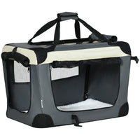 PawHut - Transport pour Animal de Compagnie Pliable 24 po avec Tapis Amovible - Gris-Convient aux chats et aux chiens miniatures