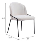 Zuo - Jambi Chaise de salle à manger - Ivoire - Ensemble de 2-Dimensions: 23,6 po L x 22,0 po L x 32,3 po H