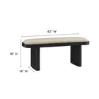Modway - Iver 43" Bois rembourré Banc d’accent - Lin noir-Rembourrage en mélange de coton