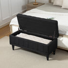 HOMCOM - Banc ottoman de rangement à dessus rabattable pour bout de lit - noir-Le dessus large s'ouvre pour révéler un vaste espace de rangement supplémentaire   