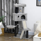 PawHut - Arbre à chat 47 po pour chats d’intérieur, centre d’activités pour chat, tour avec lit à oreilles, rampe, condo, hamac - gris clair-Jouets suspendus pour le divertissement 