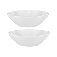 Casa Domani - Bol de service Florence Blanc 25 cm - Lot de 2-En porcelaine avec un motif délicat en relief sur un profil festonné.