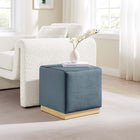 Modway - Tilden Velous de performance carré 17" Rembourré Ottoman - Cadet Blue Natural-Socle en caoutchouc