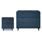 Manhattan Comfort - Granville commode et table de chevet modernes - bleu minuit - ensemble de 2-Commode de chambre moderne-contemporaine avec une touche de glamour comprenant 1 commode et 1 table de nuit