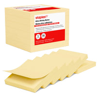 Staples - Blocs de feuillets ultra-autocollants, 3 x 3 po, collection Sunshine, paquet de 6-Feuillets ultra-autocollants pour une adhérence fiable
