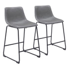 Zuo - Smart Tabouret de comptoir - Charcoal - Ensemble de 2-Repose-pieds ergonomique et confortable