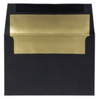 JAM Paper - Enveloppes d'invitation A8 doublées d'aluminium - 5,5 x 8,125 - lin noir avec feuille d'or - Paquet de 250-Nos enveloppes sont fabriquées à partir de 30 % de papier recyclé de 32 lb et comportent une fermeture à rabat droit en gomme avec une finition en lin